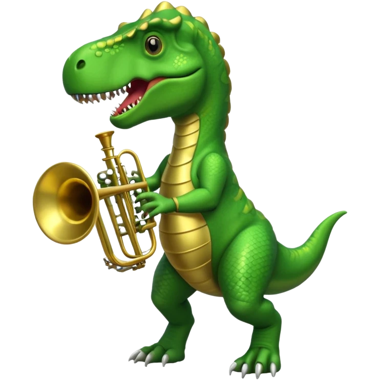 A TRex playing a trumpet emoji