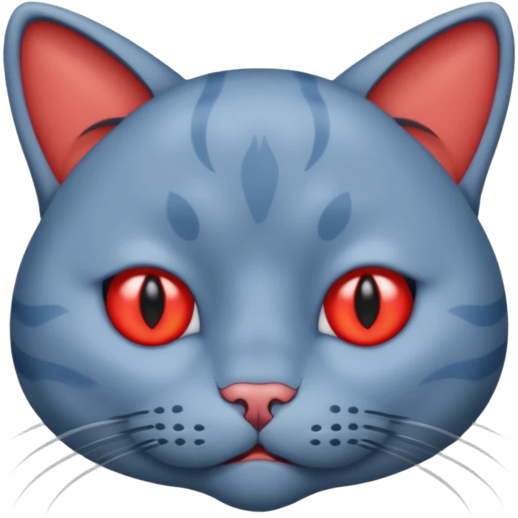 Emoji Visage de chat bleu defoncé yeux rouge fatigué emoji