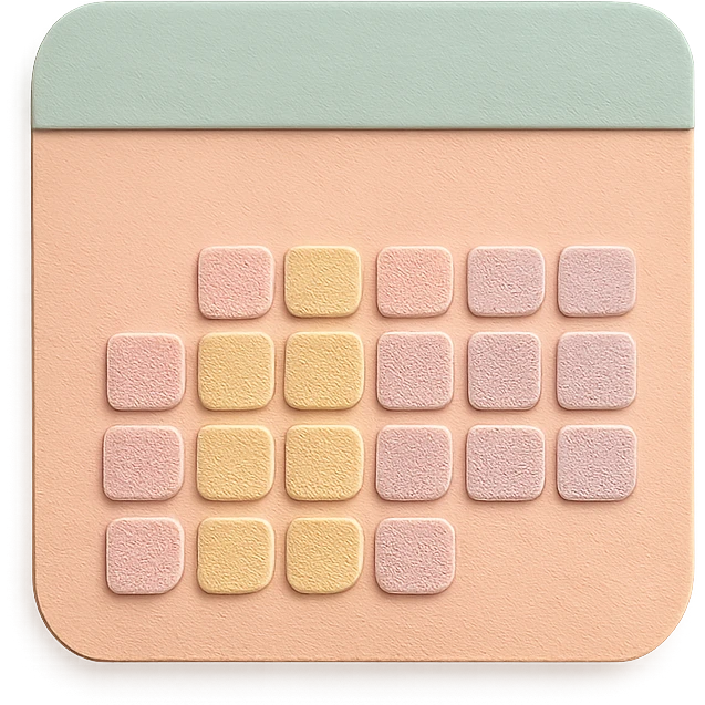 soft pastel gentle habit tracker grid with rounded corners and delicate dotted lines emoji