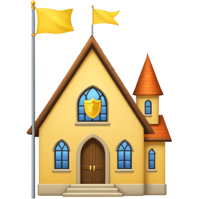 magic school with yellow flag, simple emoji