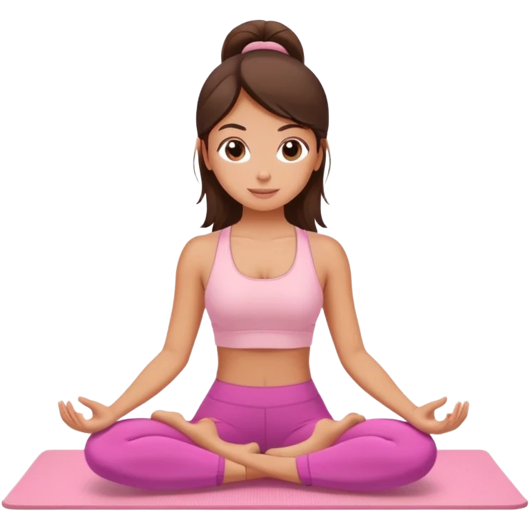 A brunette girl doing pilates on a light pink yoga mat emoji