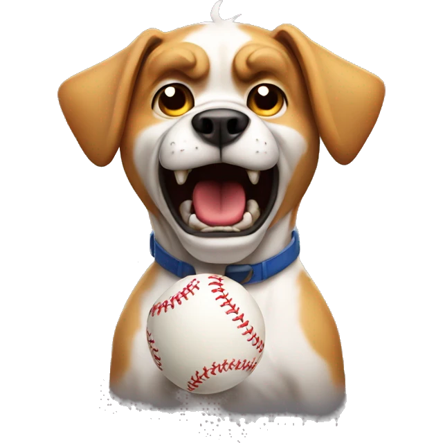 Angry dog with a baseball  emoji