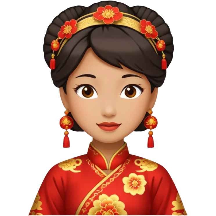 flirty face with chinese costume emoji