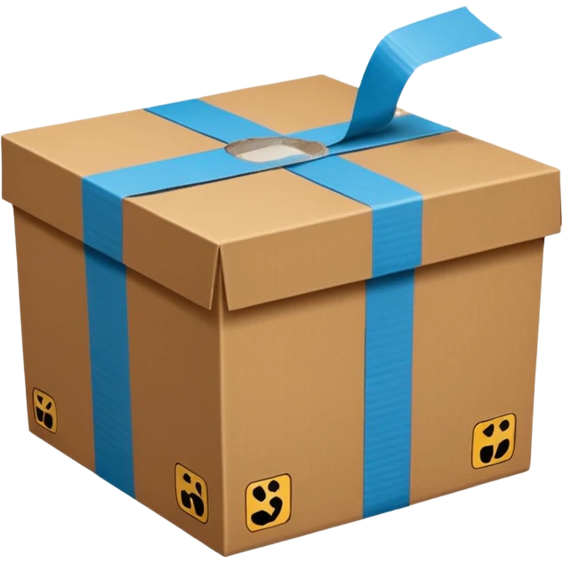 packing cardbox with ducktape emoji