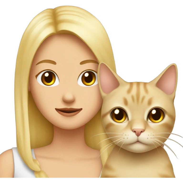 Beige cat with blondy girl emoji