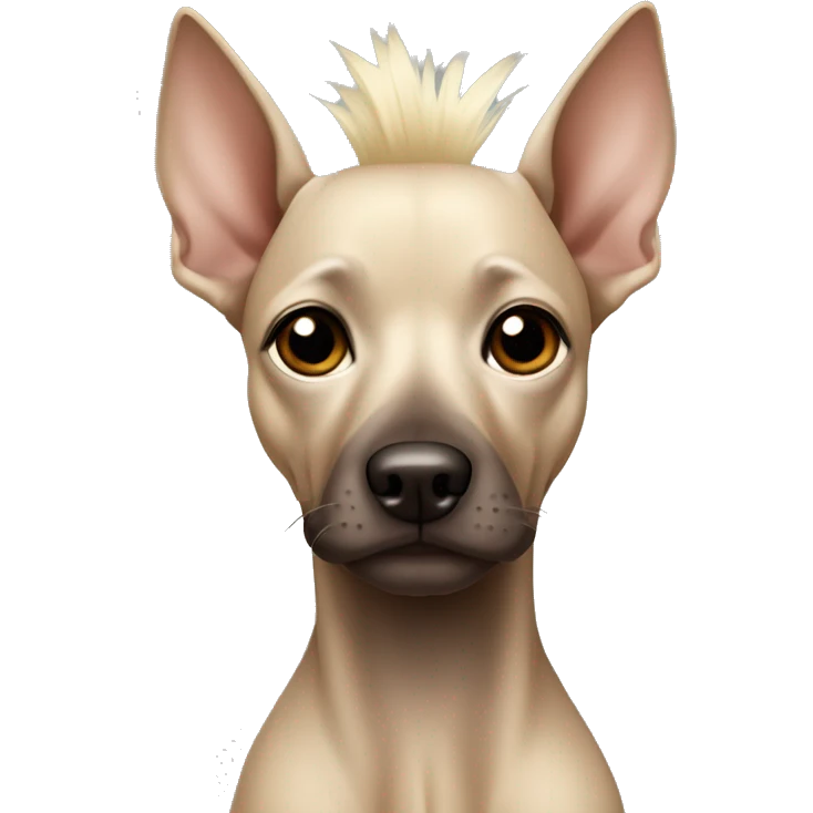 Hairless dog with dark brown skin xoloitzcuintle and a short spare blonde mohawk  emoji