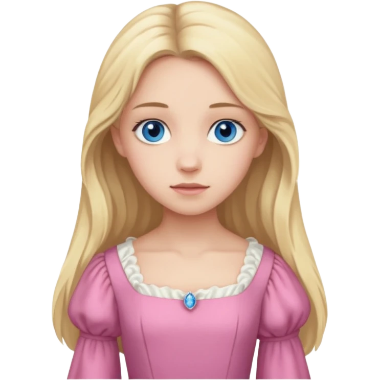 Fantine From Les Miserables with light skin, blue eyes, Blonde long Hair, pink outfit emoji