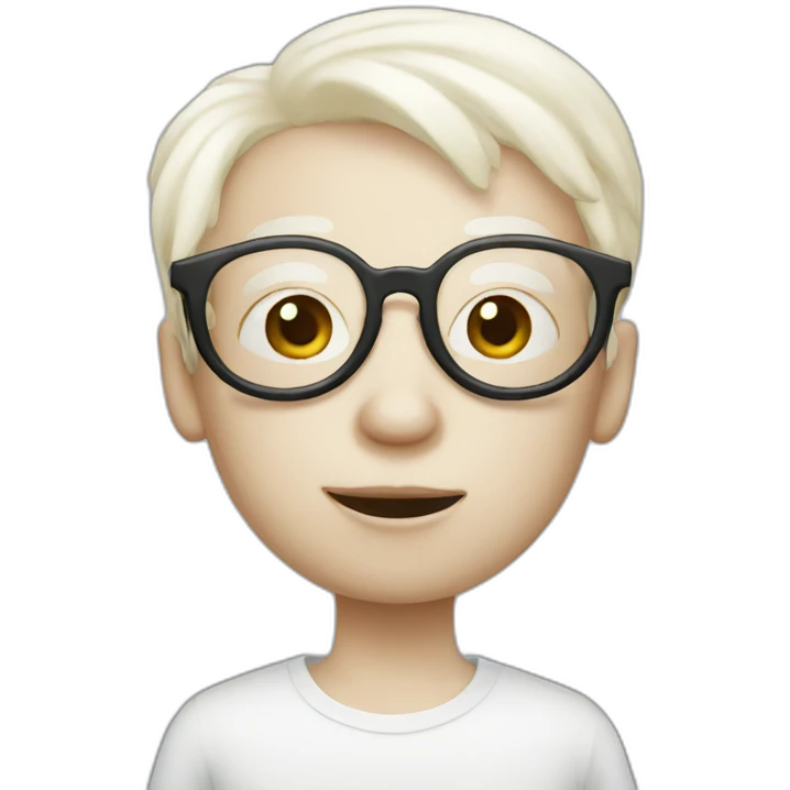 albino with round glasses emoji