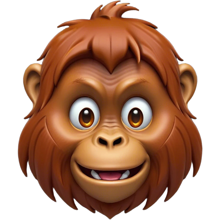 Cinematic Comical Orangutan Portrait Emoji, Head tilted dramatically with an exaggeratedly shocked expression, featuring a robust, animated face with wide, comically expressive eyes full of humorous disbelief, Simplified yet hilariously expressive features, highly detailed, glowing with a slightly sassy glow, high shine, dramatic yet playful, stylized with an air of quirky jungle attitude, soft glowing outline, capturing the essence of a meme-worthy orangutan that looks ready to side-eye its way into viral fame! emoji