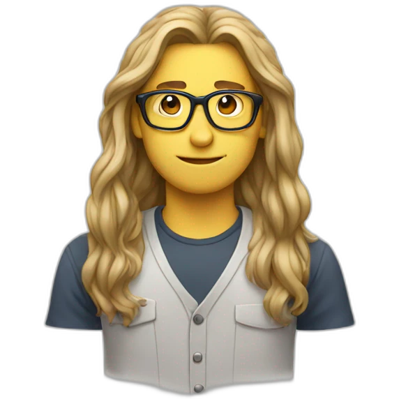 Nerd with long hair and glasses  emoji
