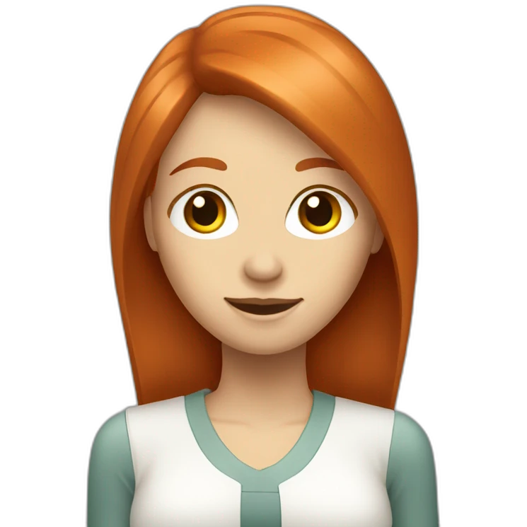 redhead white woman with medium long straight hair, saying ok emoji