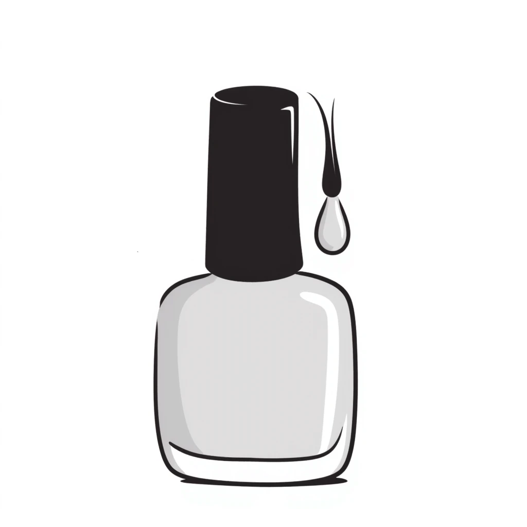 nail polish bottle with brush in pastel colors dd9fb0 ffc6d3 a3bfc9 c4bee2 f1b091, hand-drawn doodle style emoji