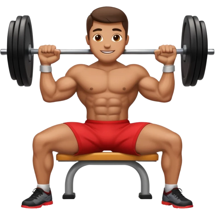 A man bench pressing in apple style emoji emoji