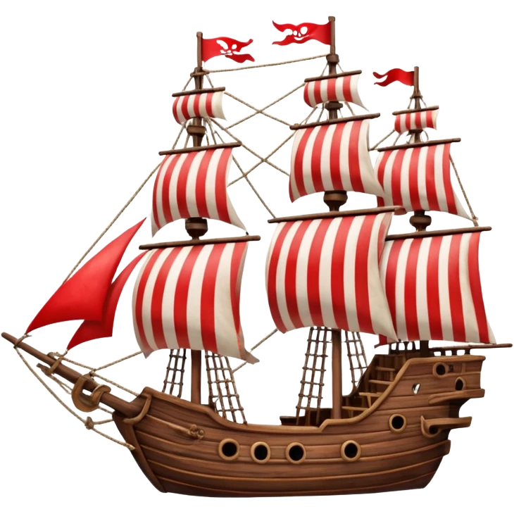 red and white lines pirate ships emoji