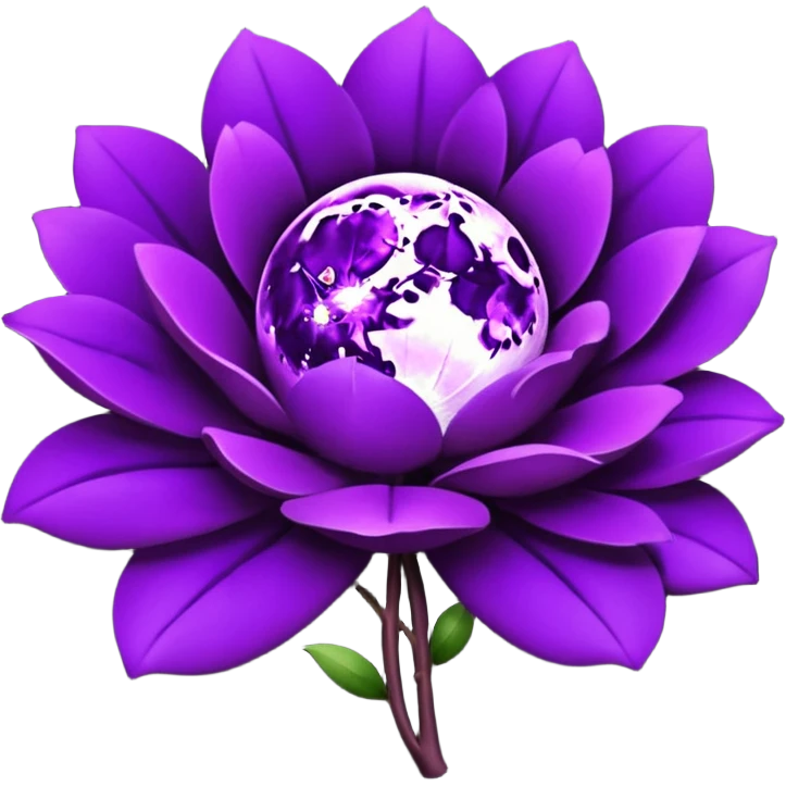 dark purple blossom with a purple Moon emoji