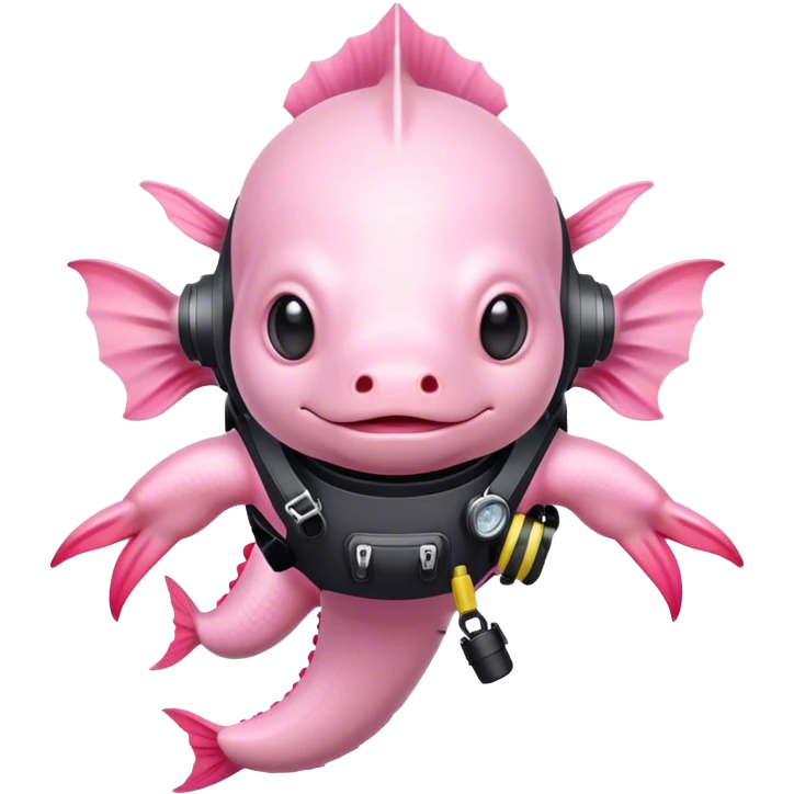 Axolotl wearing scuba diving stuff emoji