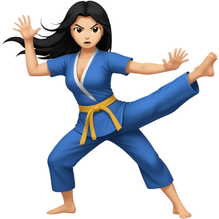 long black hair naked female big big boobs full body barefoot  ((black Thick pubic hair )) anger kung fu kicking emoji