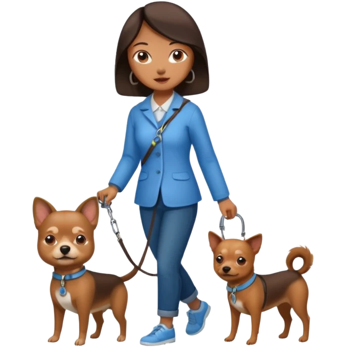 Chinese woman walking small brown dog emoji