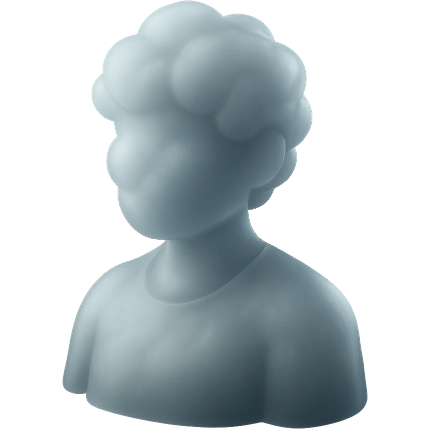 A person from the shoulders up, entirely composed of white fluffy, convex clouds emoji