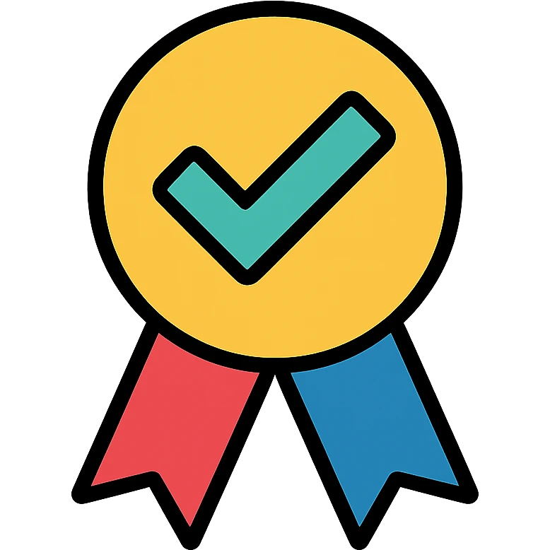 vector icon of a gold master choice symbol with multicolor details, elegant minimalist flat design, award badge style, 2D flat vector, trending icon look, soft shadows, no text, isolated on white background, commercial use emoji
