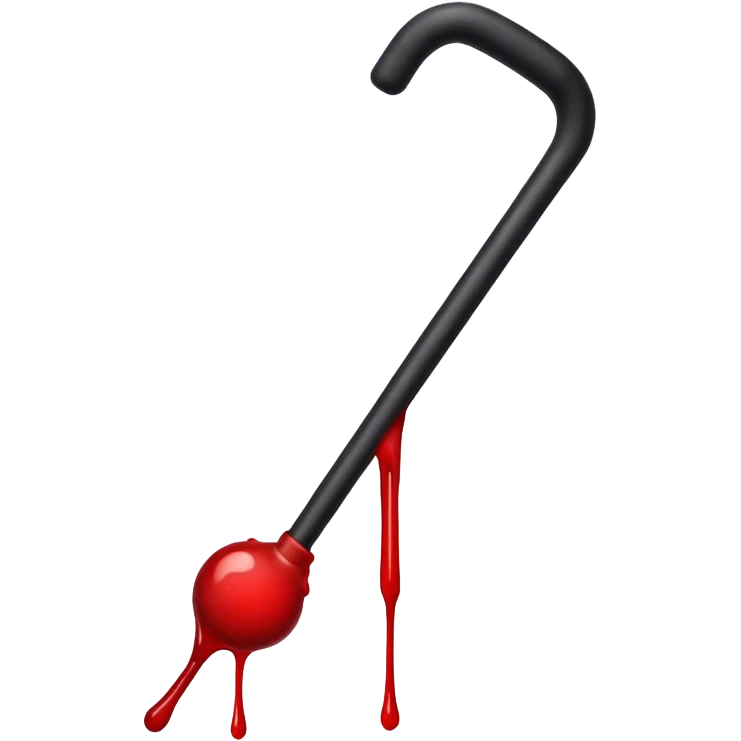 Black cane with blood dripping from it  emoji