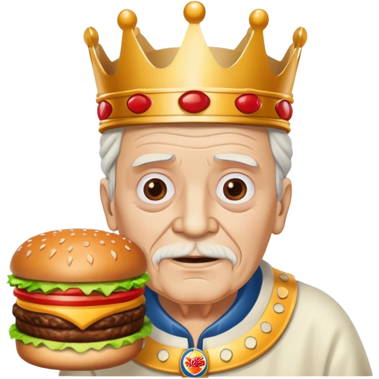 White old man with a Burger King crown on  emoji