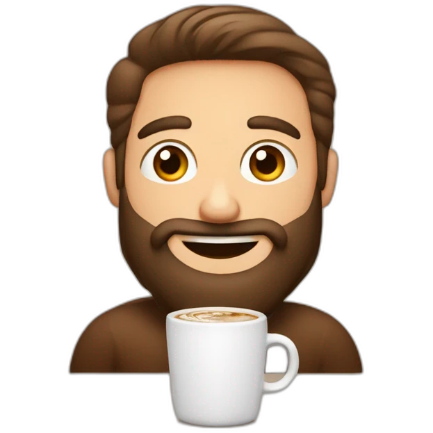 homem com barba com um copo café emoji