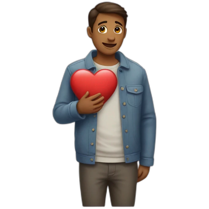 men with a heart of love who is shy emoji