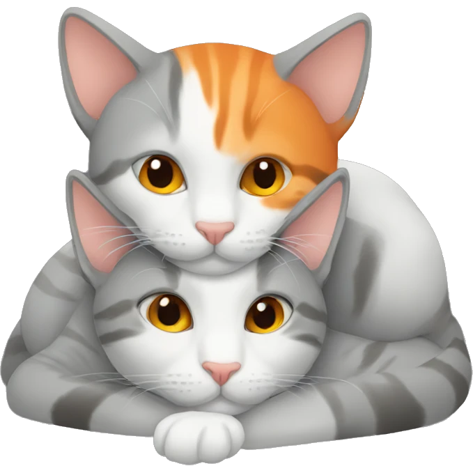 Two cats cuddling grey and orange emoji