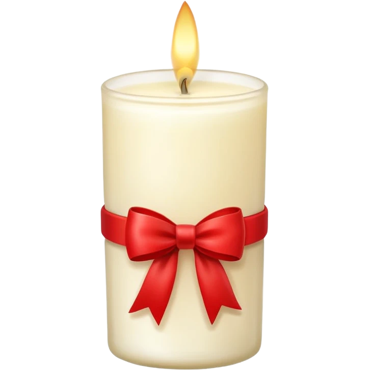 Soft vanilla long glass candle, with little red bow emoji