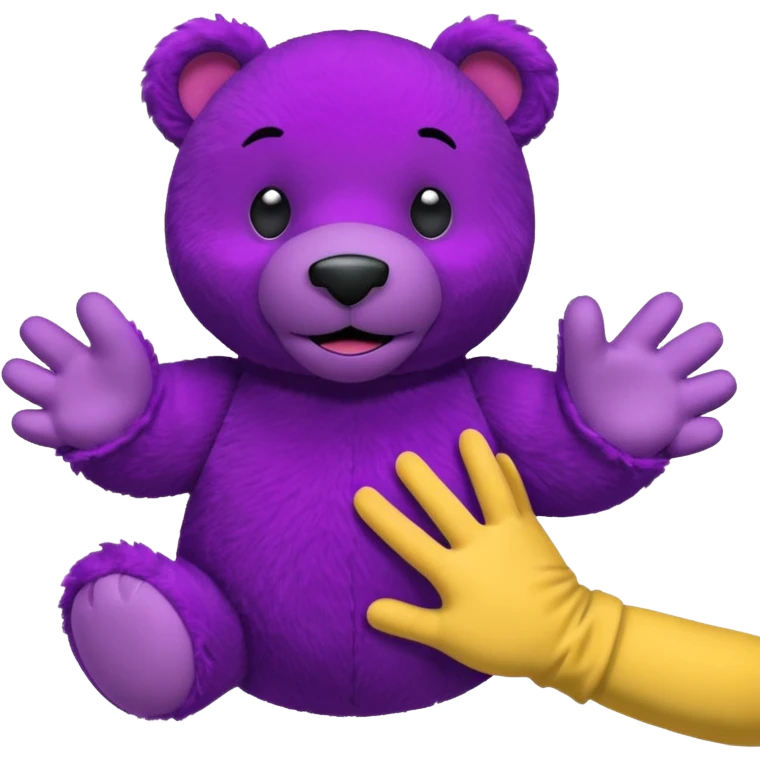Bok the Hand Puppet from The Wiggles with purple bear puppet with  emoji