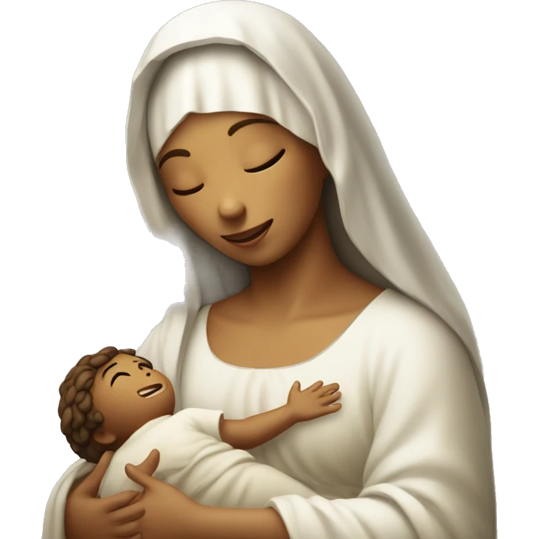 Maria mother of Jesus with Jesus in hands white skin emoji