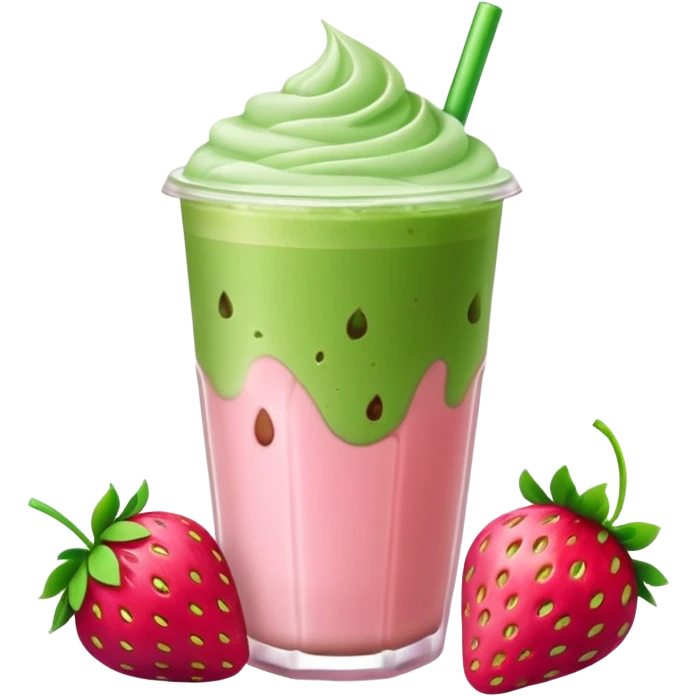 iced matcha latte strawberry  emoji