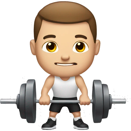 white man brown haired lifting weights emoji