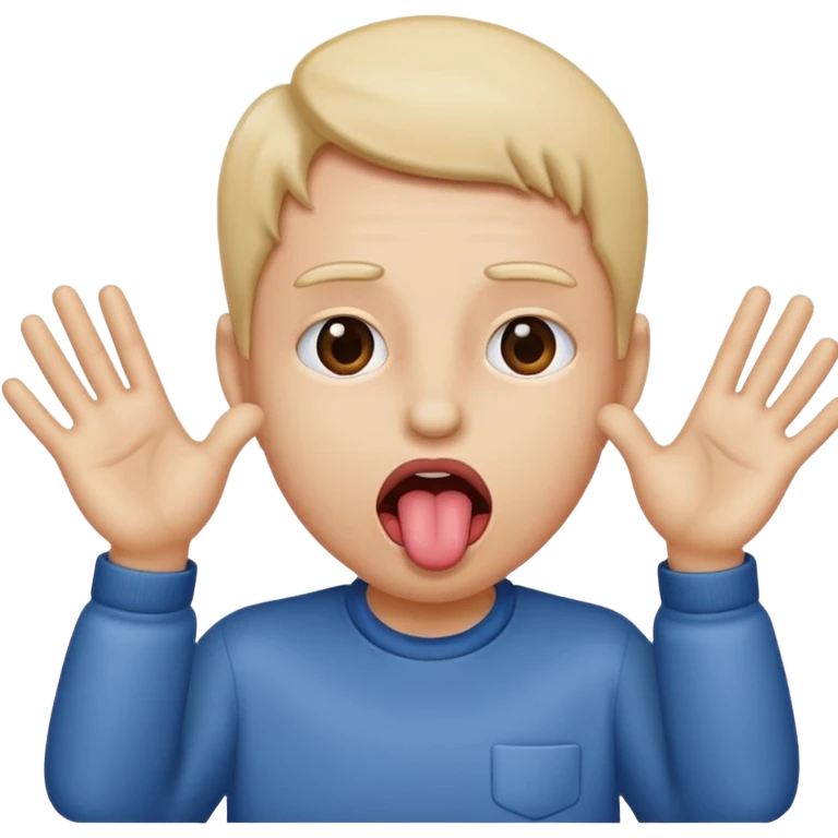Tongue sticking out and hands going to side emoji