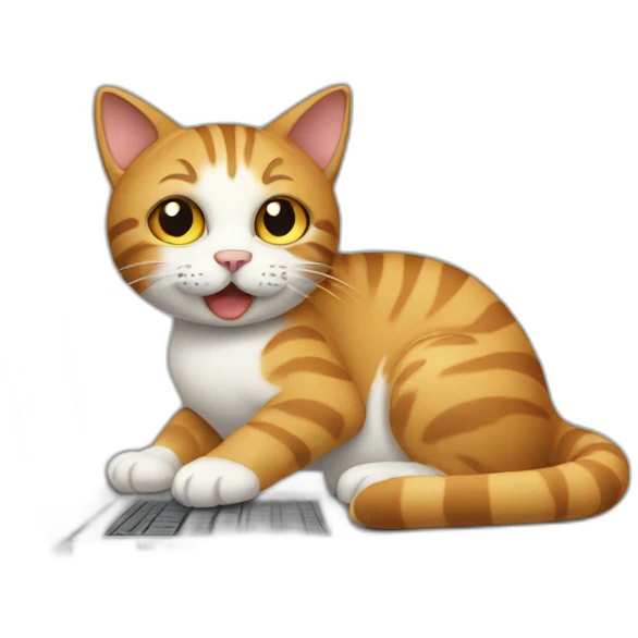 CAT WORKS AT THE COMPUTER emoji