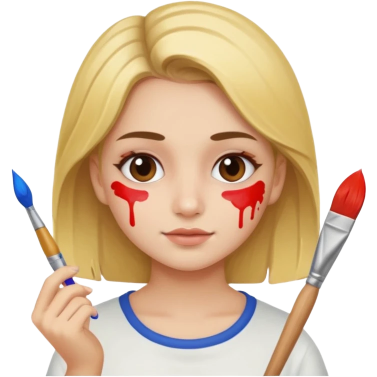 A girl holding a brush emoji