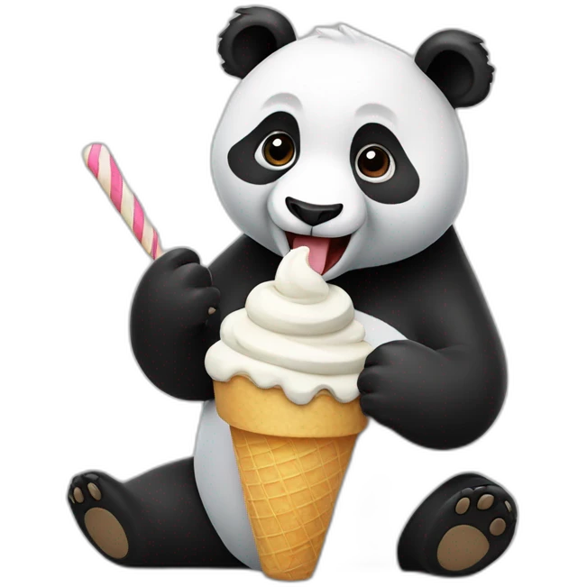 Panda eating ice cream emoji