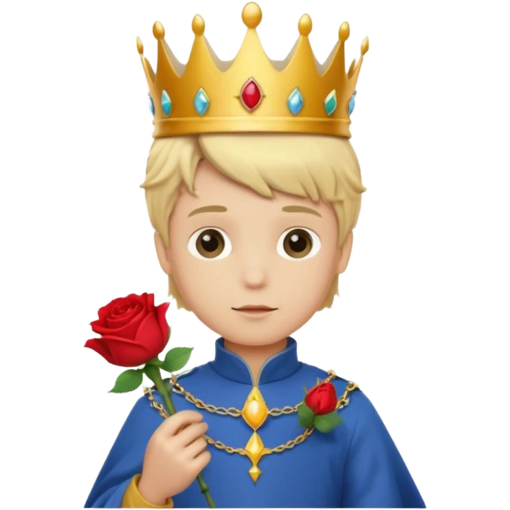 The Little Prince with a crown and a rose in his hand emoji