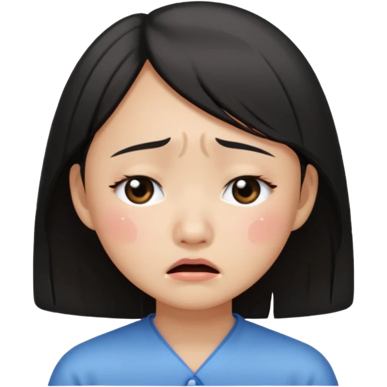 Crying asian girl with clean vibe emoji