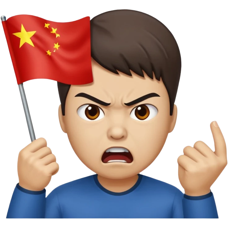 a person arguing with a china flag head emoji