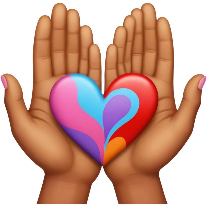 Manos coloridas formando un corazón  emoji