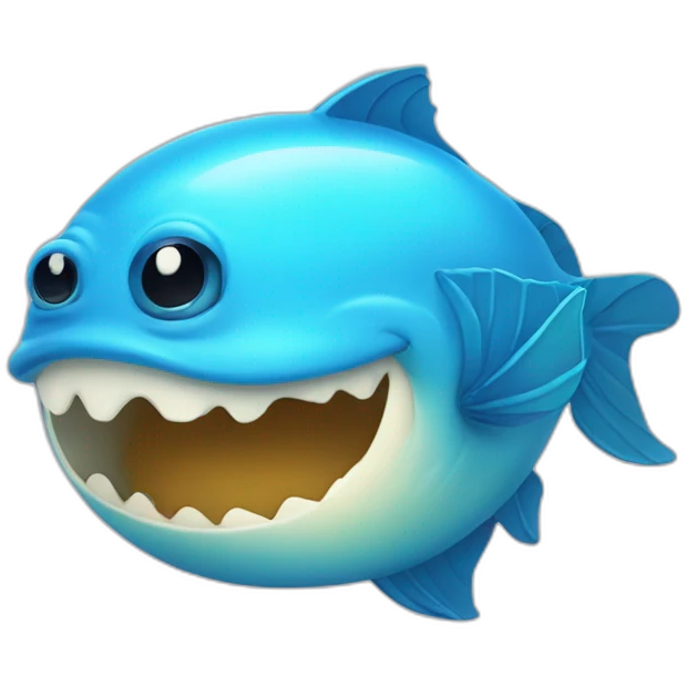 blue magic fat thing with a cyen face and a cyan fish fin emoji