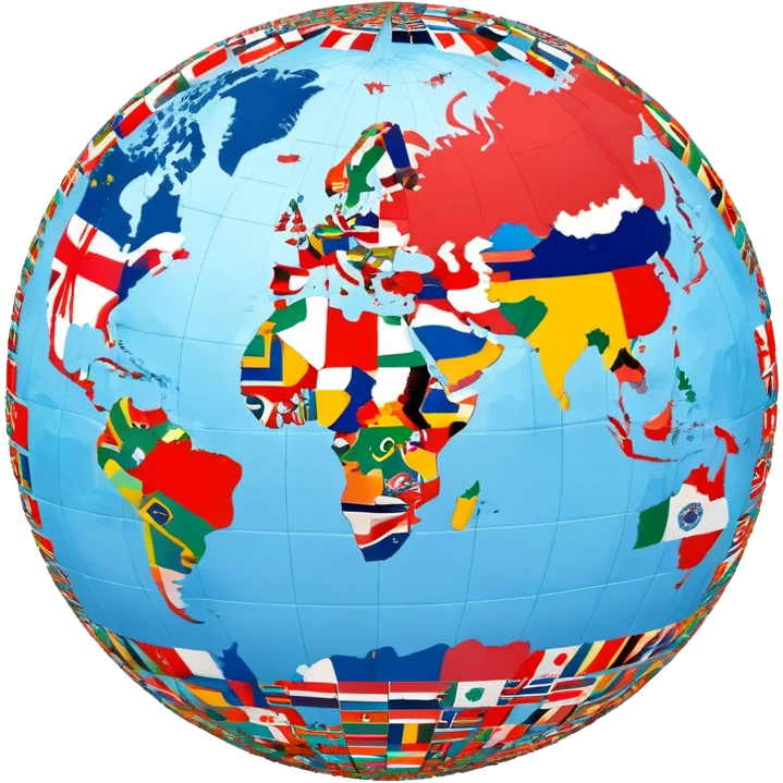World globe covered with many small country flags from around the world emoji