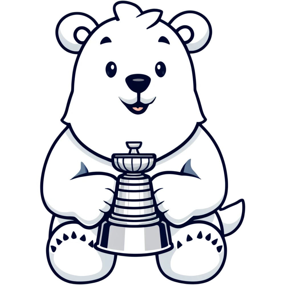 Carlton the polar bear holding the Stanley cup emoji