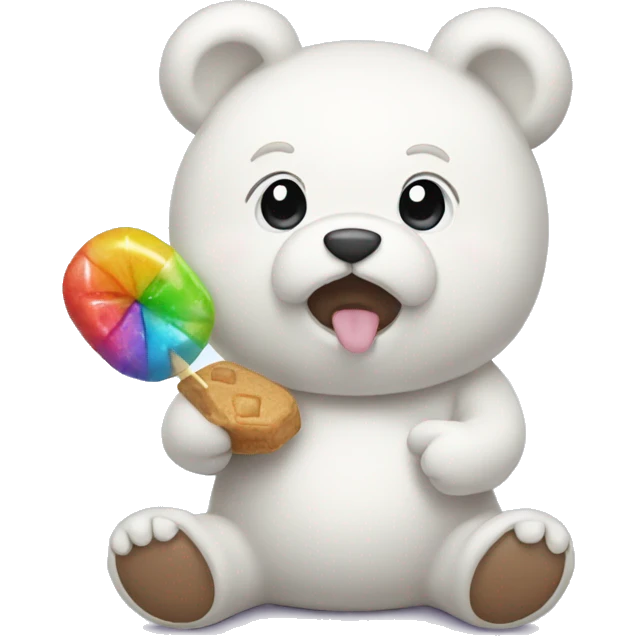White teddy eat candy emoji