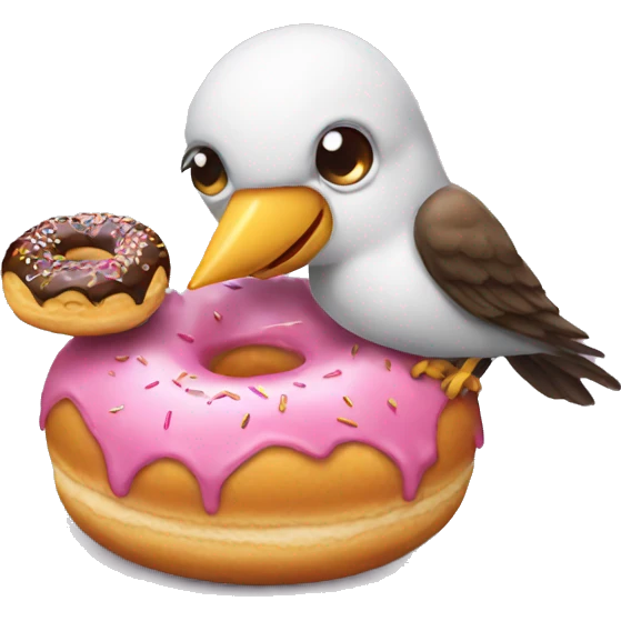 Bird eating a donut   emoji