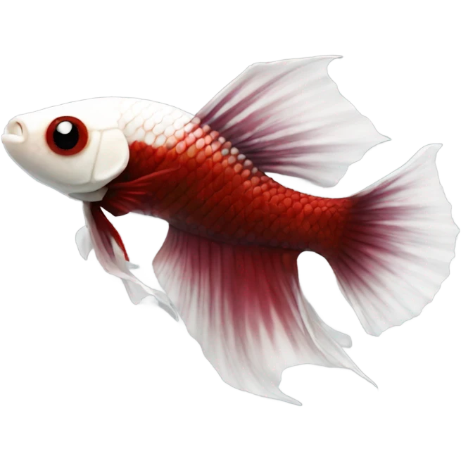 Dragon betta intense white body dark red fins emoji