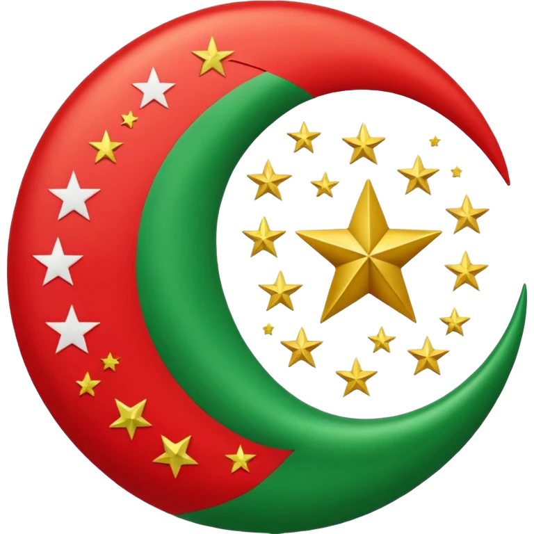 A flag emoji red white green in center islamic golden moon suronded by star circulary emoji