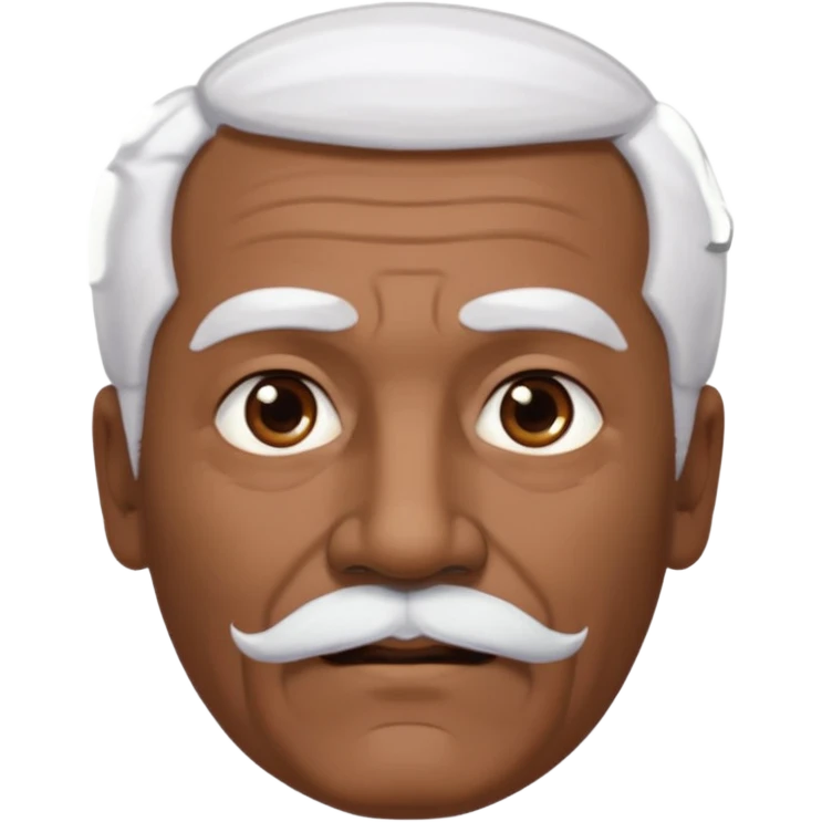 An elderly man emoji with medium-dark skin, swept-back white hair, thick eyebrows, and a short straight white mustache. emoji
